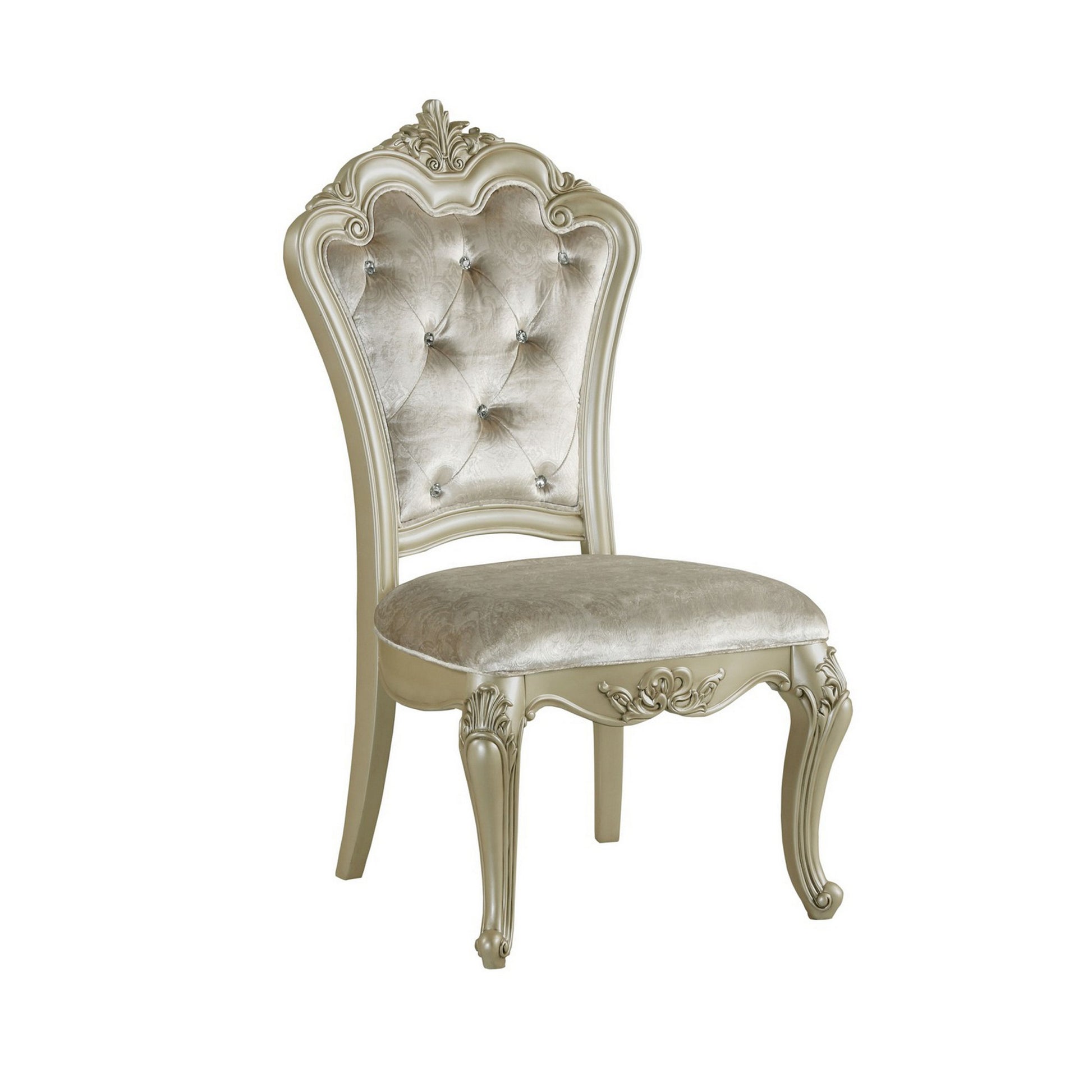 Siq 27 Inch Dining Side Chair Set of 2 Upholstered Champagne Gold Silver By Casagear Home BM311122