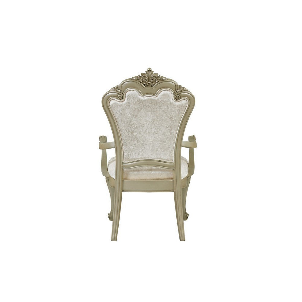 Siq 27 Inch Dining Armchair Set of 2 Upholstered Champagne Gold Silver By Casagear Home BM311123