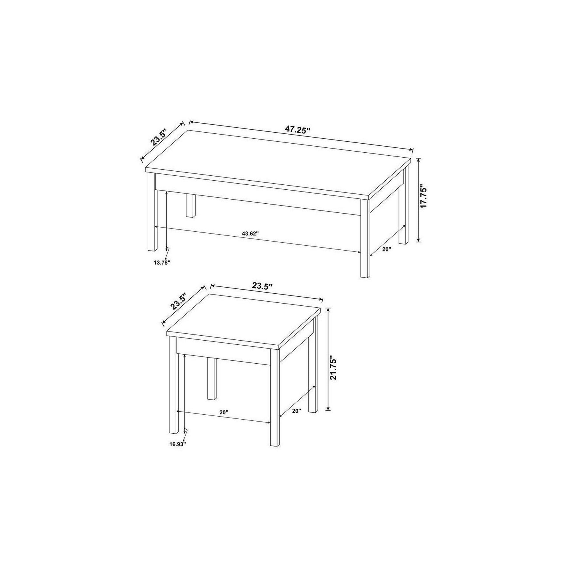 Jessie 3pc Coffee and End Table Set Modern Light Brown Top White Frame By Casagear Home BM311124