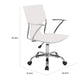 22 Inch Office Chair Adjustable Lift Ergonomic Wheels White Chrome By Casagear Home BM311129