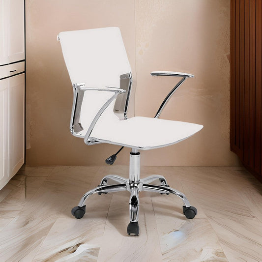 22 Inch Office Chair Adjustable Lift Ergonomic Wheels White Chrome By Casagear Home BM311129