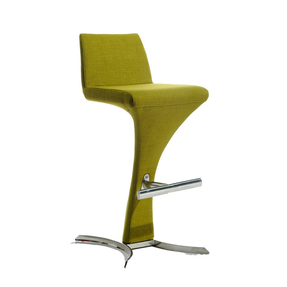 30 Inch Barstool Chair Curvy Svetle Leg Olive Green Fabric Upholstery By Casagear Home BM311131