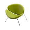 34 Inch Accent Chair Semicircle Round Shape Faux Leather Lime Green By Casagear Home BM311133