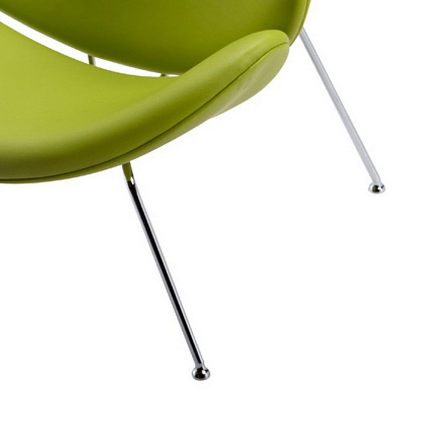 34 Inch Accent Chair Semicircle Round Shape Faux Leather Lime Green By Casagear Home BM311133