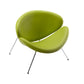 34 Inch Accent Chair Semicircle Round Shape Faux Leather Lime Green By Casagear Home BM311133