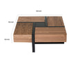 39 Inch Coffee Table Puzzle Design 4 Drawers Walnut Veneer Black By Casagear Home BM311134