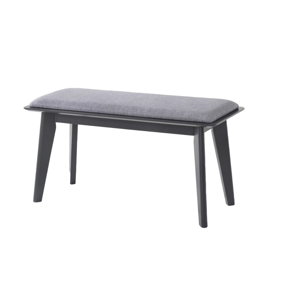 35 Inch Bench Angled Legs Solid Wood Light Gray Fabric Upholstery By Casagear Home BM311136