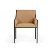 24 Inch Dining Chair Modern Exposed Frame Tan Faux Leather Metal Black By Casagear Home BM311137