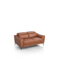 Reno Mave 65 Inch Loveseat Metal Legs Cognac Leather Upholstery Chrome By Casagear Home BM311139