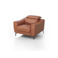 Reno Mave 42 Inch Chair Metal Legs Cognac Brown Leather Upholstery Chrome By Casagear Home BM311140