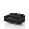 Reno Mave 65 Inch Loveseat, Metal Legs, Black Leather Upholstery, Chrome By Casagear Home