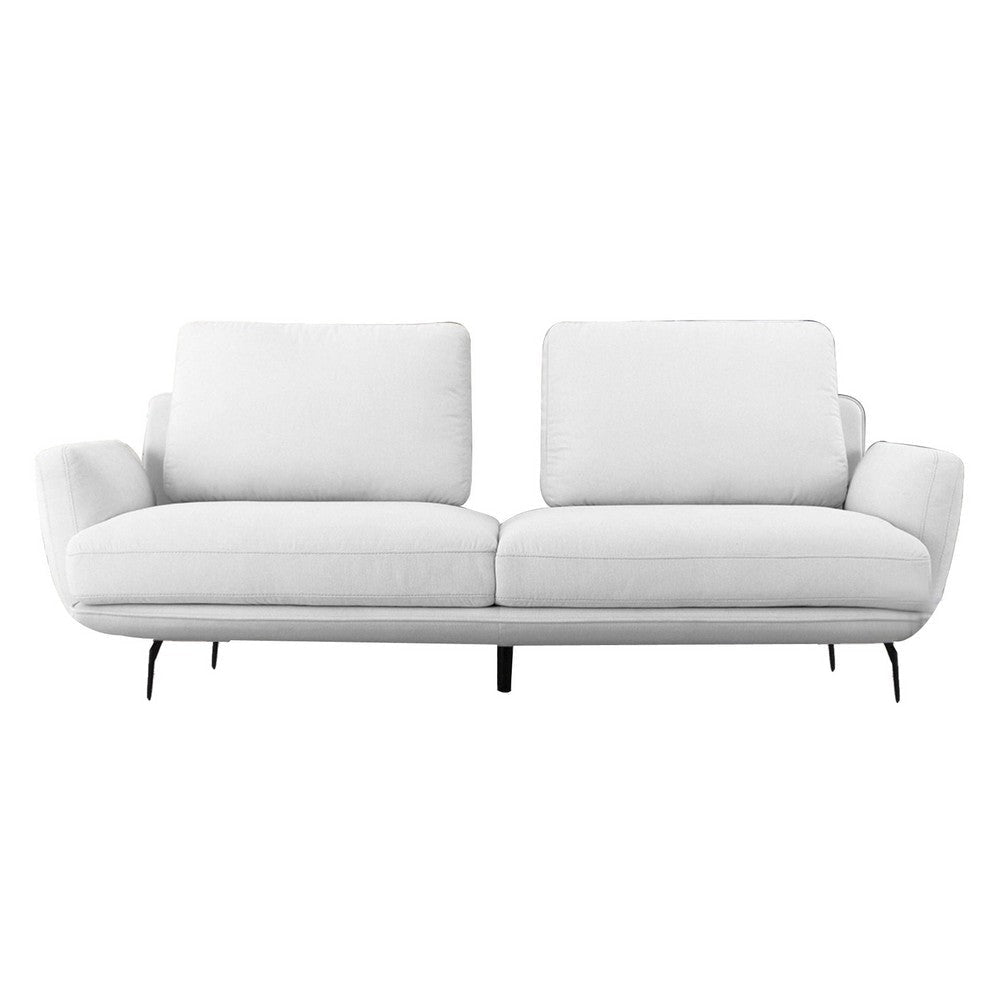 Reno Iman 89 Inch  Sofa, Removable Back and Seats, White Fabric Upholstery By Casagear Home