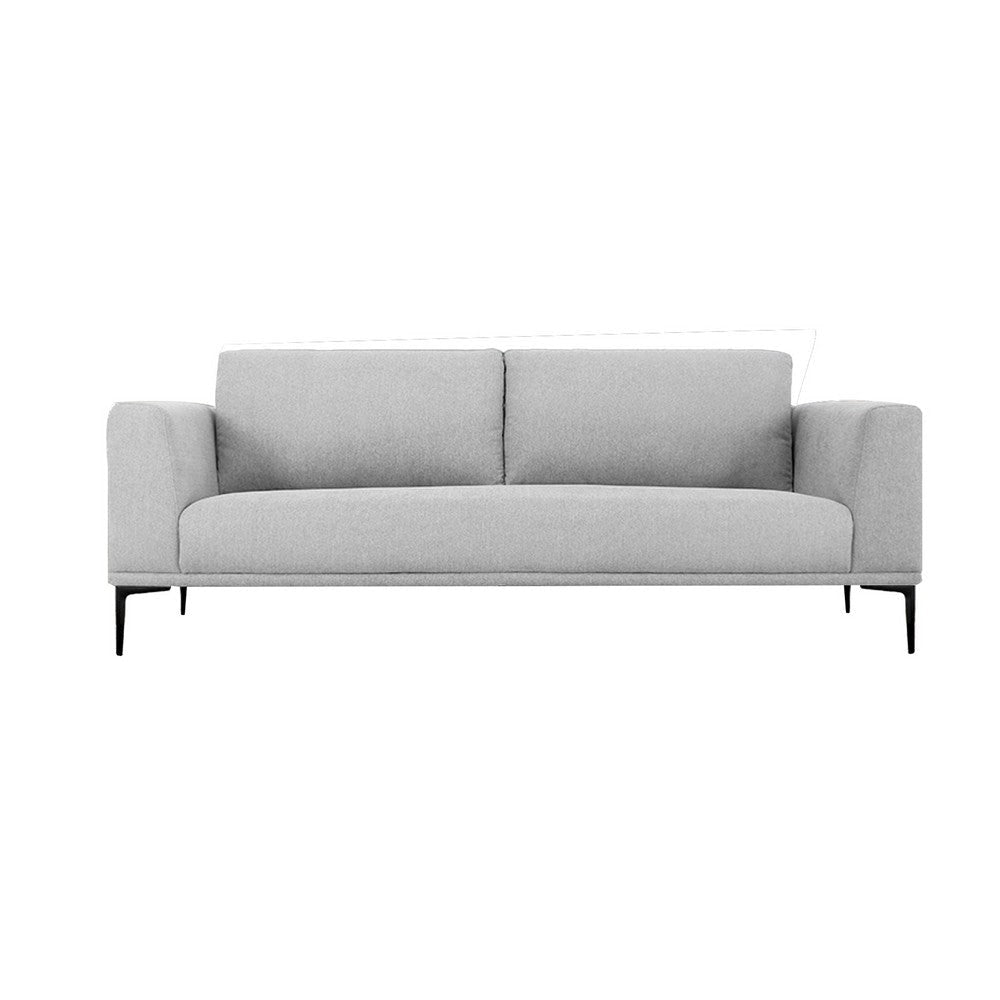 Reno Jey 89 Inch Sofa Soft Pop Stitching, Light Gray Fabric Upholstery By Casagear Home