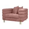 43 Inch Accent Chair Channel Tufted Metal Legs Pink Velvet Upholstery By Casagear Home BM311152