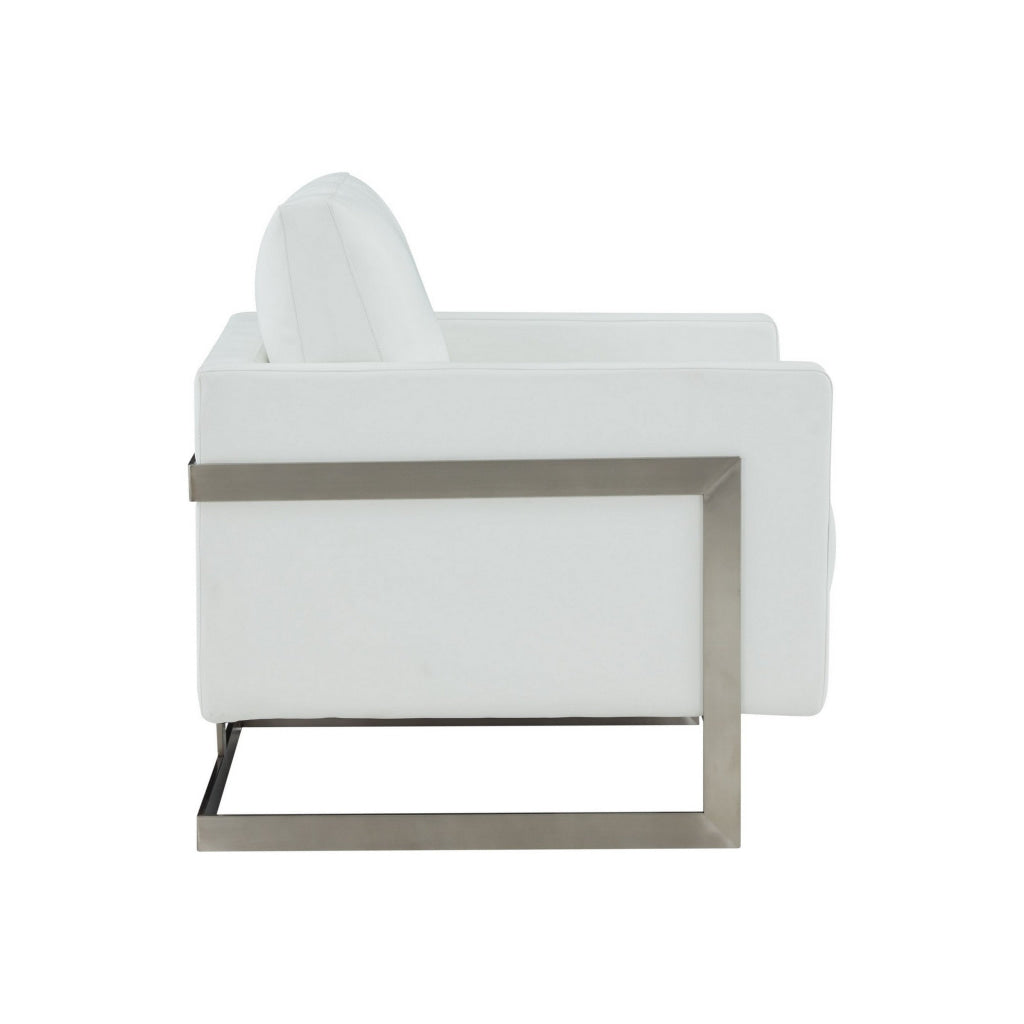 Cid Kaly 34 Inch Accent Chair Cantilever Frame White Faux Leather By Casagear Home BM311154