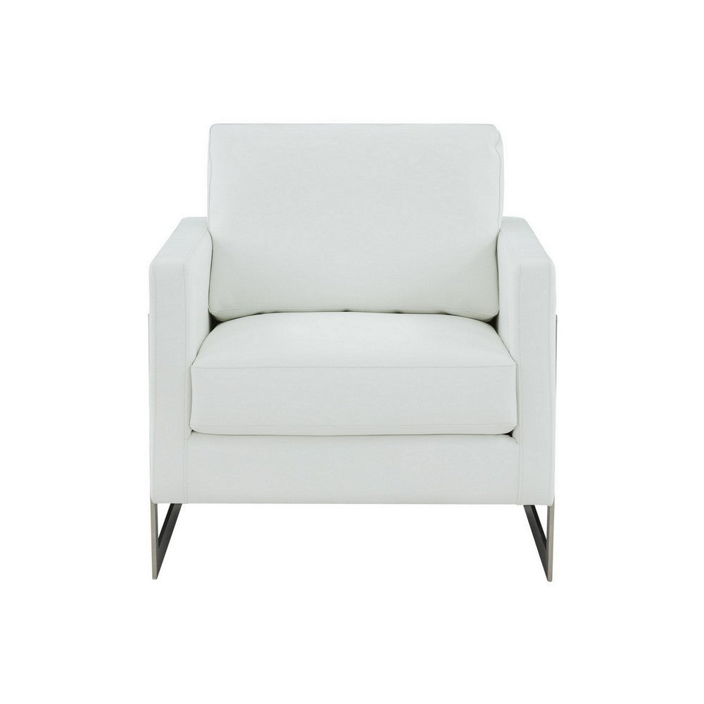 Cid Kaly 34 Inch Accent Chair Cantilever Frame White Faux Leather By Casagear Home BM311154