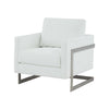 Cid Kaly 34 Inch Accent Chair, Cantilever Frame, White Faux Leather By Casagear Home