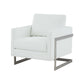 Cid Kaly 34 Inch Accent Chair Cantilever Frame White Faux Leather By Casagear Home BM311154