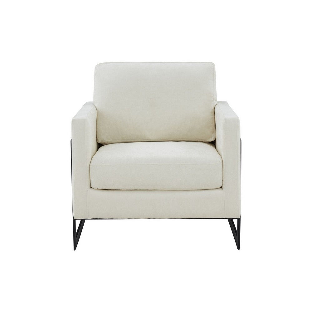 Cid Kaly 34 Inch Accent Chair Cantilever Frame Cream Fabric Upholstery By Casagear Home BM311155