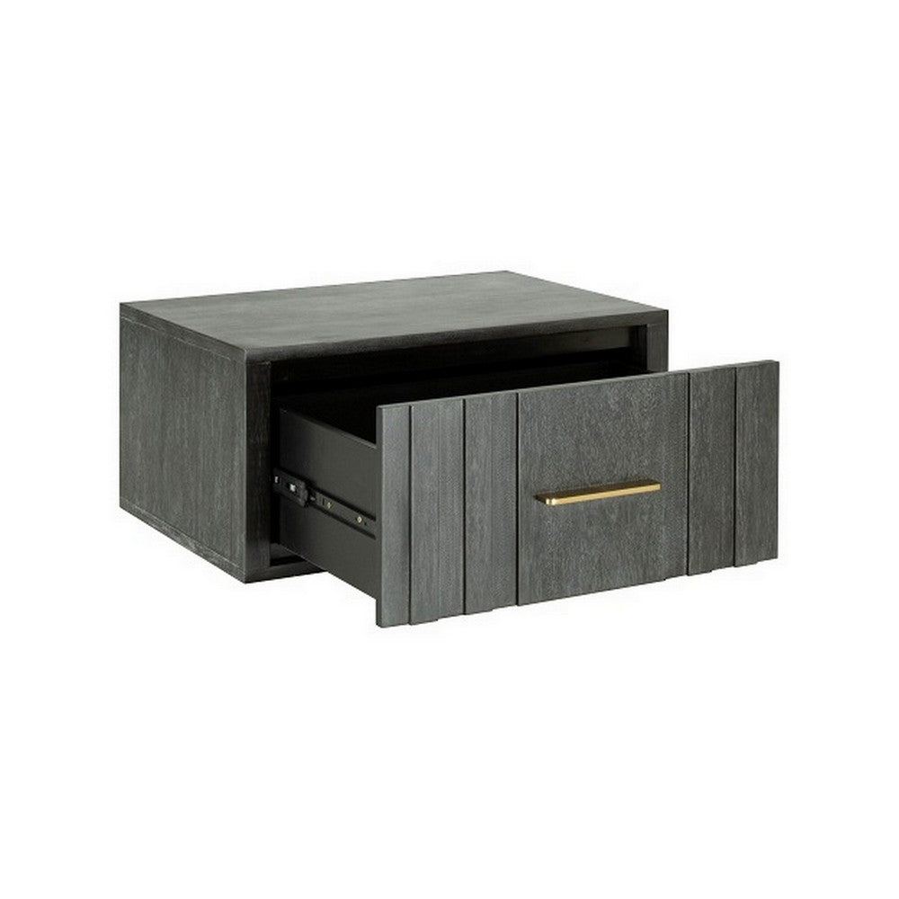 Cid Lime 27 Inch Nightstand 1 Drawer Brass Handles Acacia Wood Gray By Casagear Home BM311165