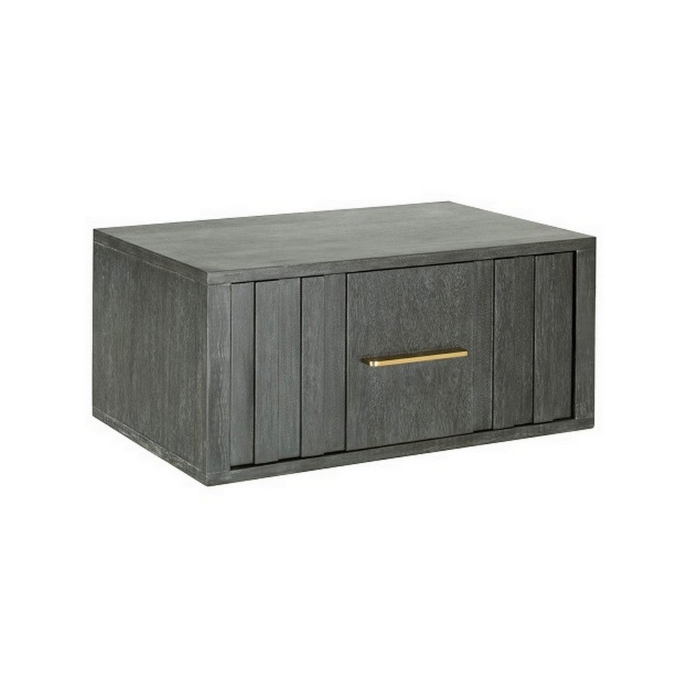 Cid Lime 27 Inch Nightstand 1 Drawer Brass Handles Acacia Wood Gray By Casagear Home BM311165