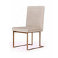 24 Inch Dining Chair Set of 2 Brass Steel Frame Beige Velvet Upholstery By Casagear Home BM311166