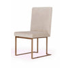 24 Inch Dining Chair Set of 2 Brass Steel Frame Beige Velvet Upholstery By Casagear Home BM311166