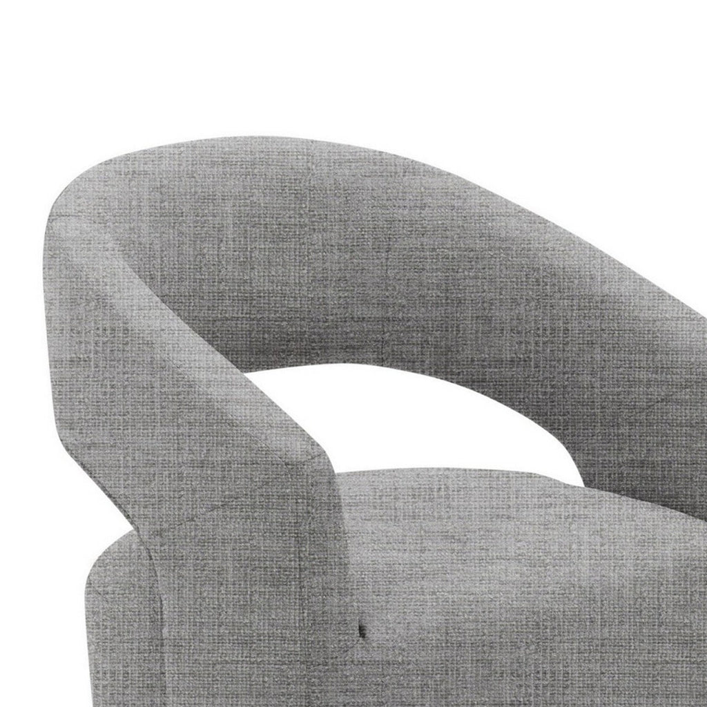 26 Inch Accent Chair Cushioned Curved Open Back Gray Fabric Upholstery By Casagear Home BM311177