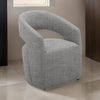 26 Inch Accent Chair Cushioned Curved Open Back Gray Fabric Upholstery By Casagear Home BM311177