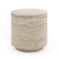 Lia 18 Inch End Table Round Travertine Stone Finish Laminated Top By Casagear Home BM311182