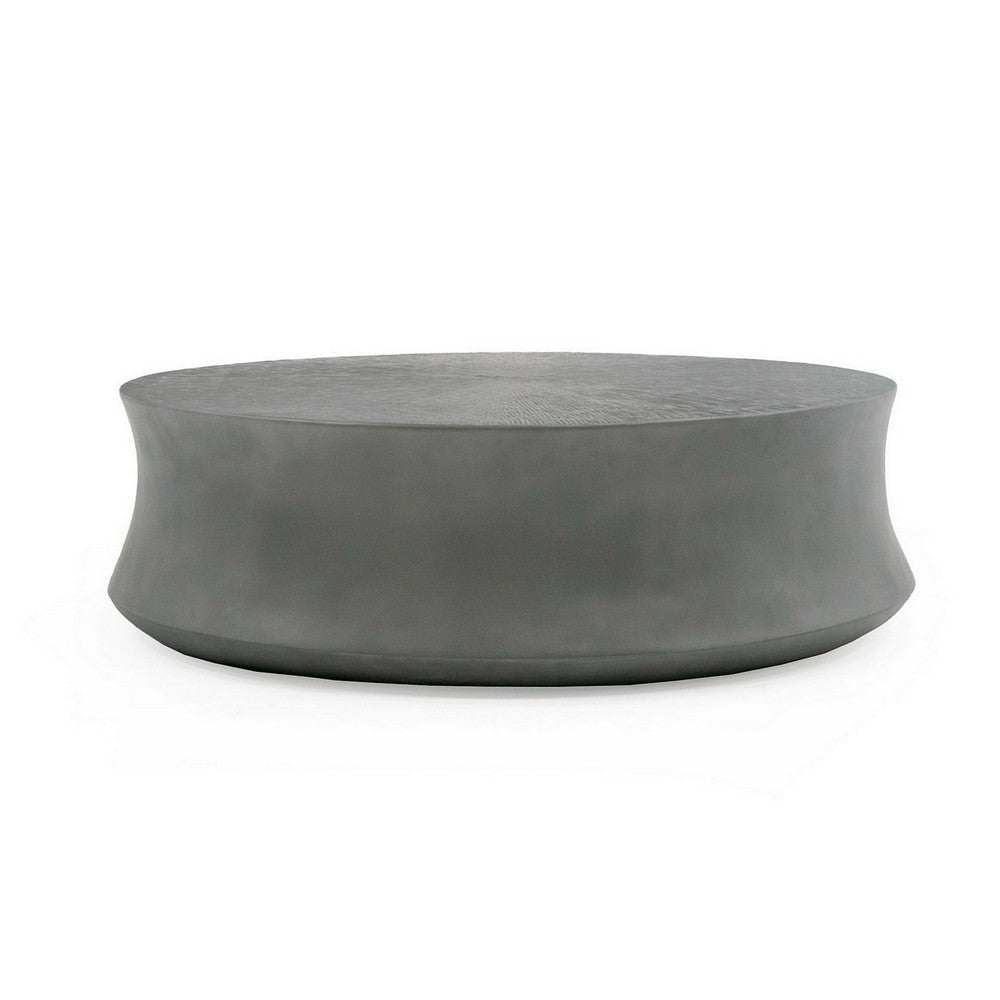 32 Inch Coffee Table Round Fibreglass Accent Tabletop Modern Gray Finish By Casagear Home BM311184