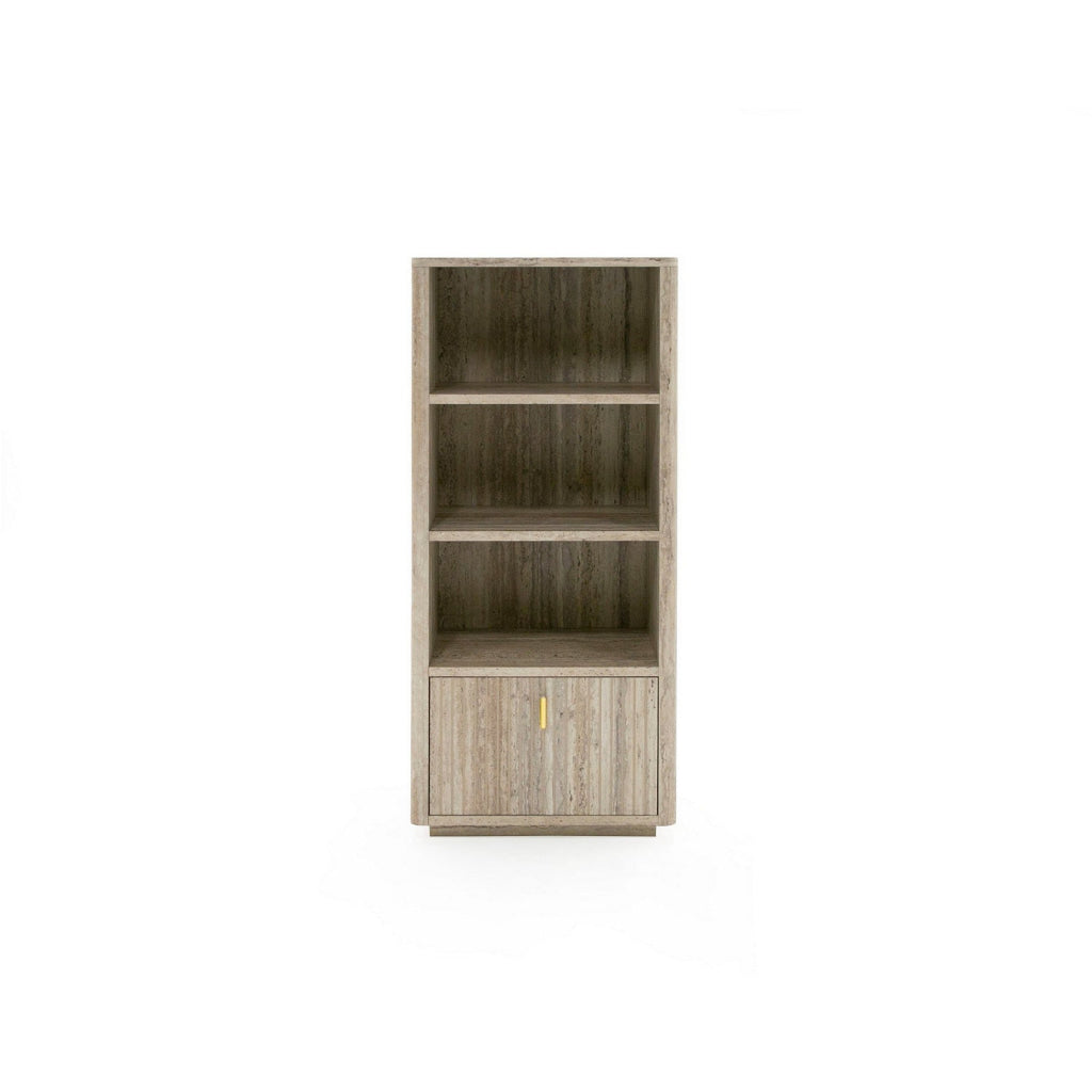 Fly 63 Inch Vertical Bookcase 3 Shelves 1 Drawer Gray Stone Laminate By Casagear Home BM311191