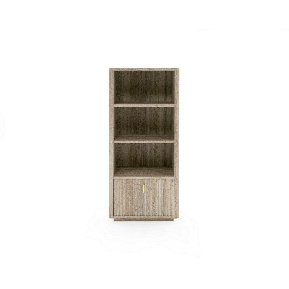 Fly 63 Inch Vertical Bookcase 3 Shelves 1 Drawer Gray Stone Laminate By Casagear Home BM311191