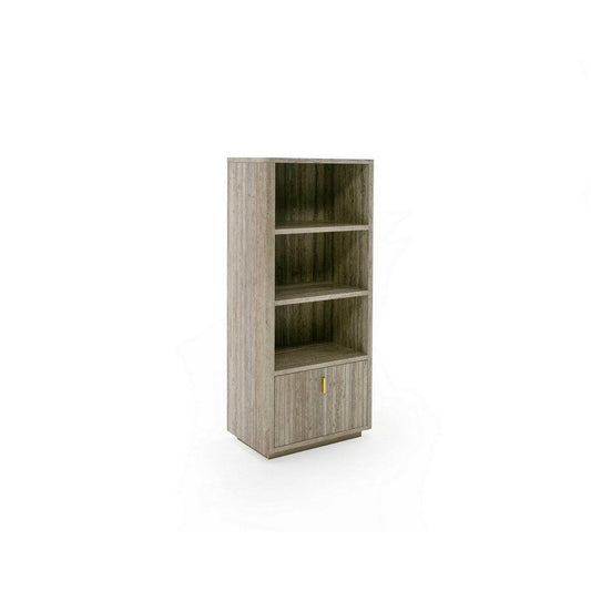 Fly 63 Inch Vertical Bookcase, 3 Shelves, 1 Drawer, Gray Stone Laminate By Casagear Home