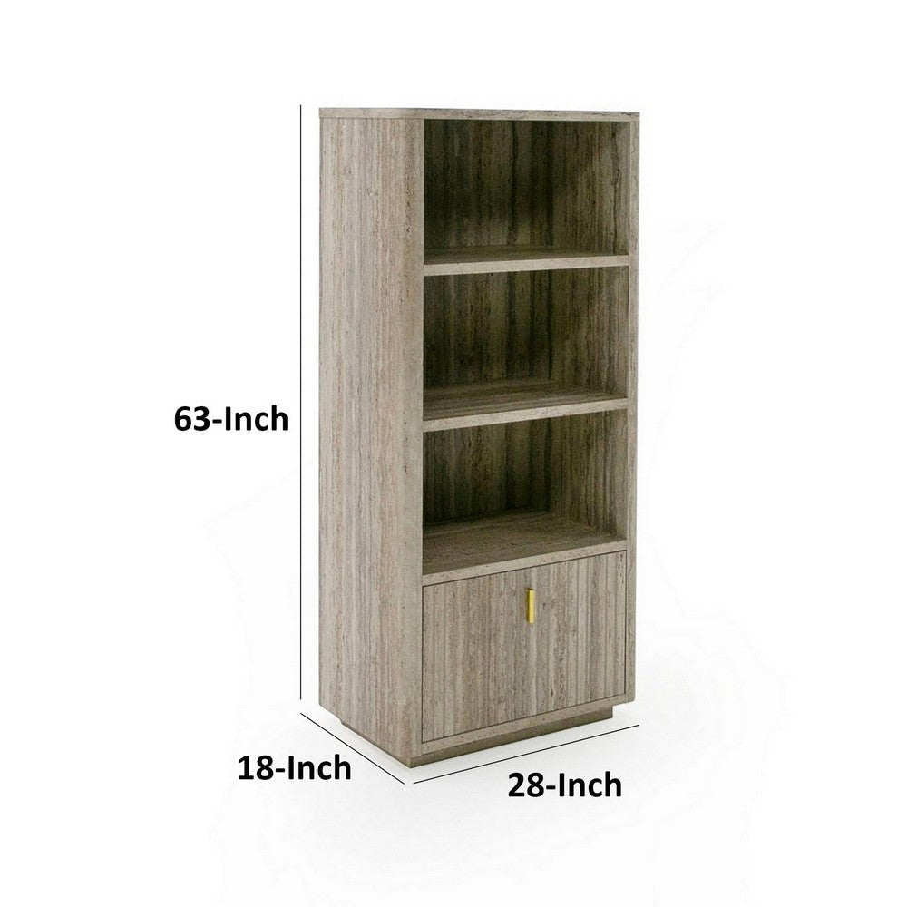 Fly 63 Inch Vertical Bookcase 3 Shelves 1 Drawer Gray Stone Laminate By Casagear Home BM311191