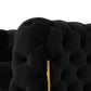 50 Inch Accent Chair Cushioned Button Tufting Black Velvet Upholstery By Casagear Home BM311194