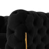 50 Inch Accent Chair Cushioned Button Tufting Black Velvet Upholstery By Casagear Home BM311194