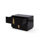 28 Inch Nightstand Modern Vertical Gold Handles 2 Drawers Black Finish By Casagear Home BM311195