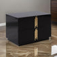 28 Inch Nightstand, Modern Vertical Gold Handles, 2 Drawers, Black Finish By Casagear Home