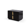 28 Inch Nightstand Modern Vertical Gold Handles 2 Drawers Black Finish By Casagear Home BM311195