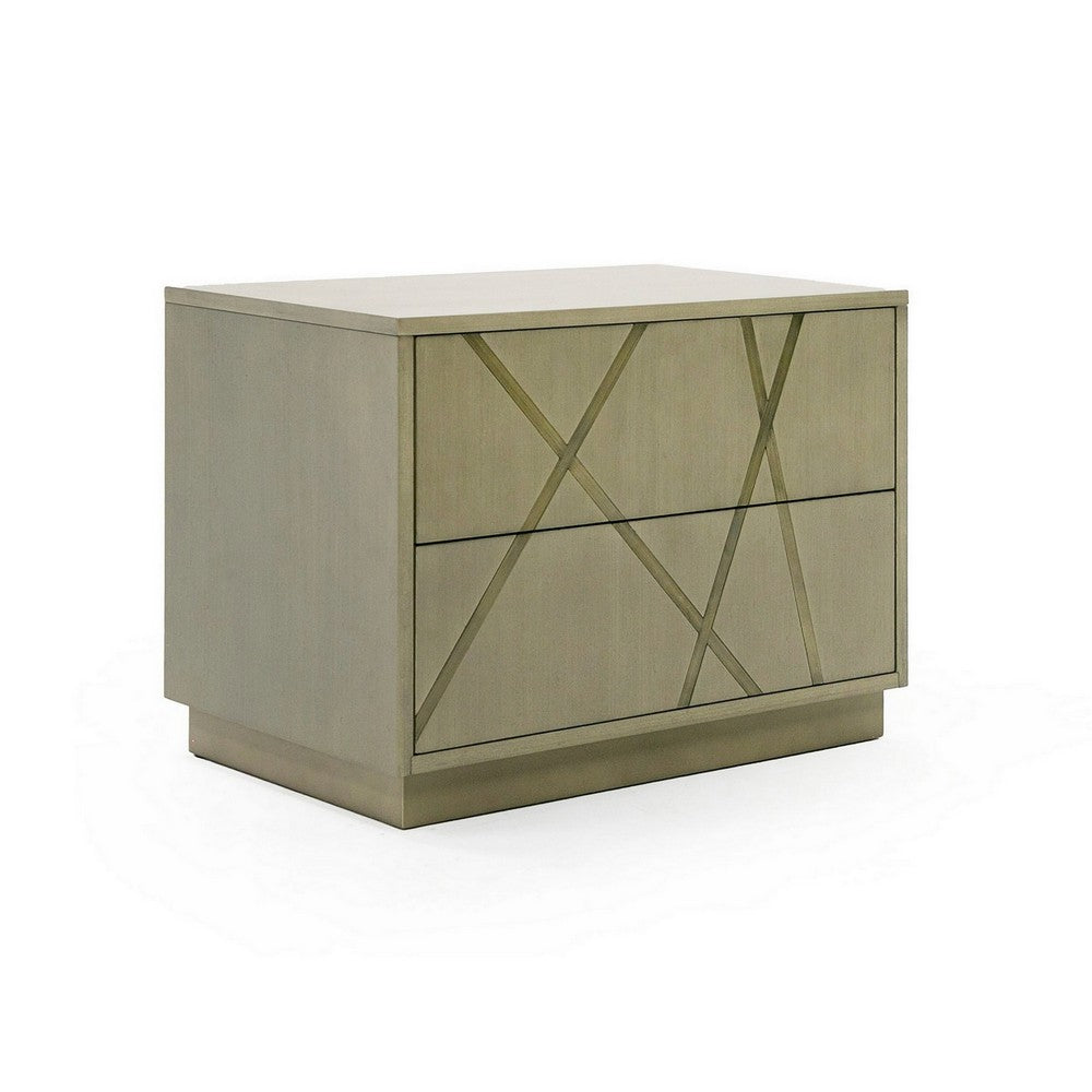 28 Inch Nightstand Cross Sectioned Paint Art Cubed Design Bronze White By Casagear Home BM311196