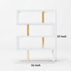 67 Inch Bookcase Vertical Freestanding Divider 4 Shelves White Gold By Casagear Home BM311197