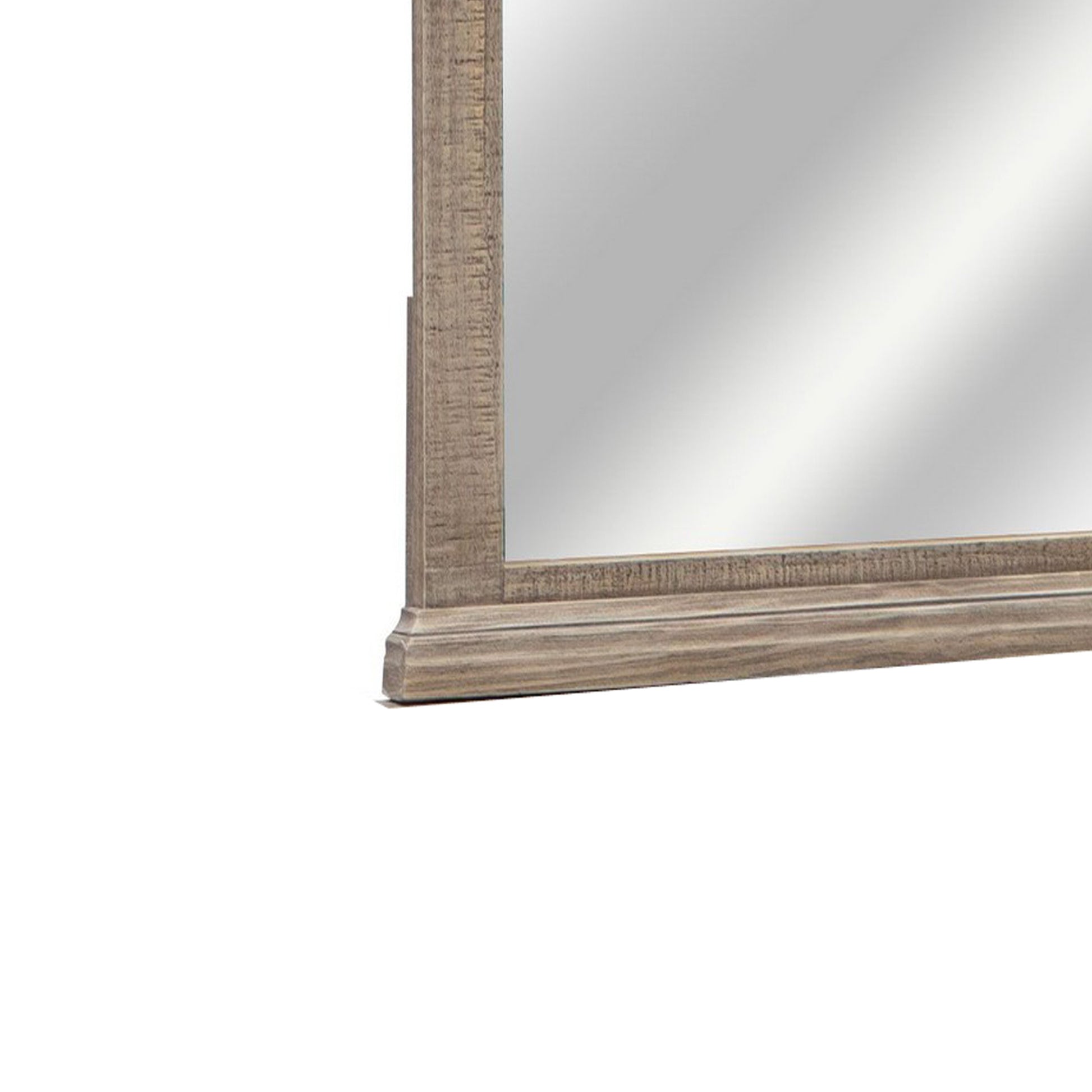 Tren 37 x 42 Dresser Mirror Rectangular Pine Wood Gray Grain Details By Casagear Home BM311200