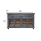 71 Inch Sideboard Console Table 3 Drawers 4 Glass Doors Pine Wood Blue By Casagear Home BM311202