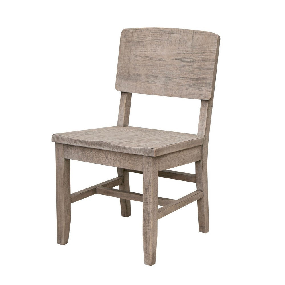 Rien 23 Inch Dining Chair Set of 2 Pine Wood Grain Details Rustic Gray By Casagear Home BM311203