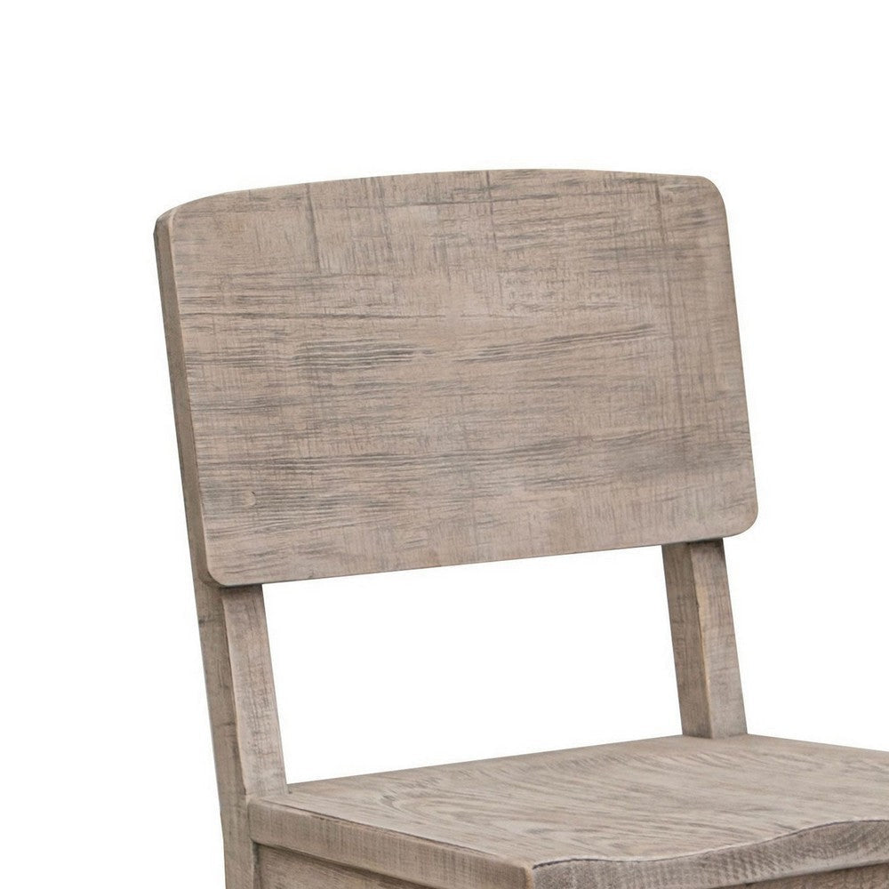 Rien 23 Inch Dining Chair Set of 2 Pine Wood Grain Details Rustic Gray By Casagear Home BM311203