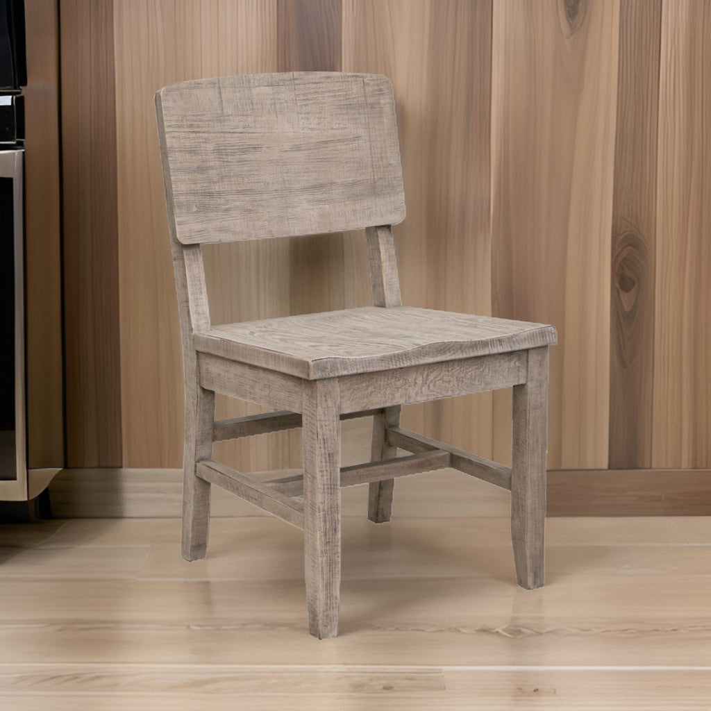 Rien 23 Inch Dining Chair Set of 2 Pine Wood Grain Details Rustic Gray By Casagear Home BM311203