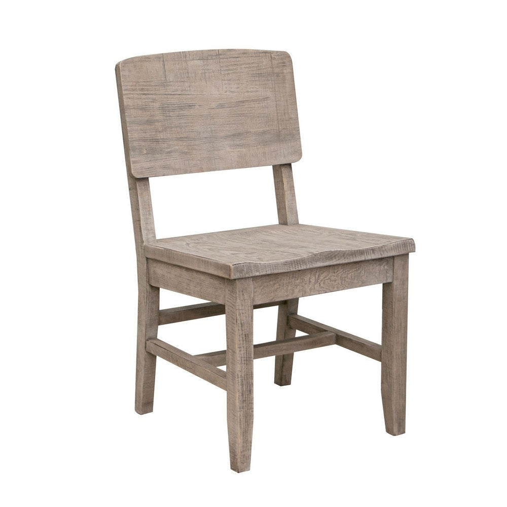 Rien 23 Inch Dining Chair Set of 2 Pine Wood Grain Details Rustic Gray By Casagear Home BM311203