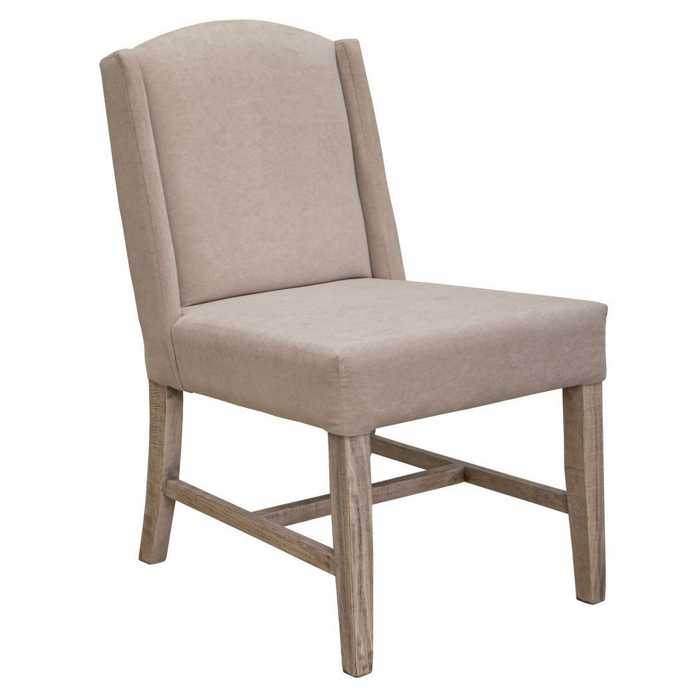 Rien 23 Inch Dining Chair Set of 2 Pine Wood Fabric Grain Details Gray By Casagear Home BM311204