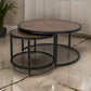 Brun Coffee Table Set of 2 Nesting Copper Top Black Iron Curved Base By Casagear Home BM311210